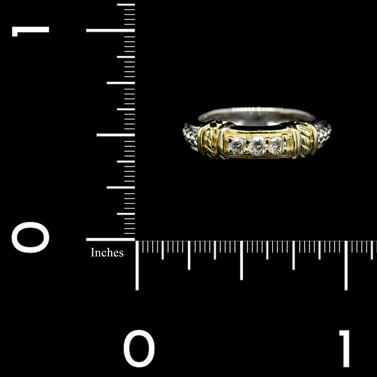 Judith Ripka Sterling Silver and 18K Yellow Gold Estate Diamond Ring