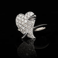 18K White Gold Estate Diamond Heart Ring