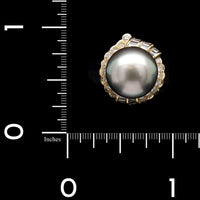 14K Yellow Gold Estate Tahitian Pearl and Diamond Ring