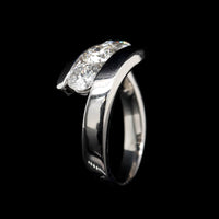 14K White Gold Estate Diamond Three Stone Ring