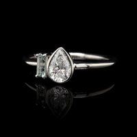 Platinum Estate Diamond and Aquamarine Ring