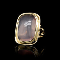 18K Yellow Gold Estate Rose Quartz Ring