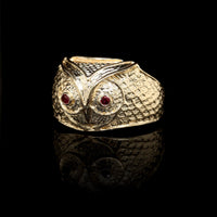 14K Yellow Gold Estate Owl Ring