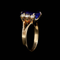 18K Yellow Gold Estate Tanzanite and Diamond Ring