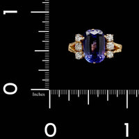18K Yellow Gold Estate Tanzanite and Diamond Ring