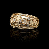 14K Yellow Gold Estate Diamond Etruscan Style Ring