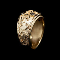 14K Yellow Gold Estate Diamond Etruscan Style Ring