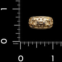 14K Yellow Gold Estate Diamond Etruscan Style Ring