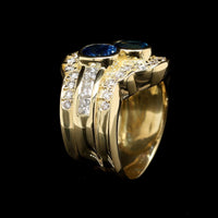 18K Yellow Gold Estate Sapphire and Diamond Ring