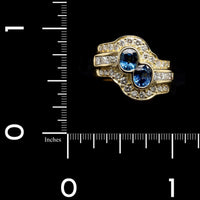 18K Yellow Gold Estate Sapphire and Diamond Ring