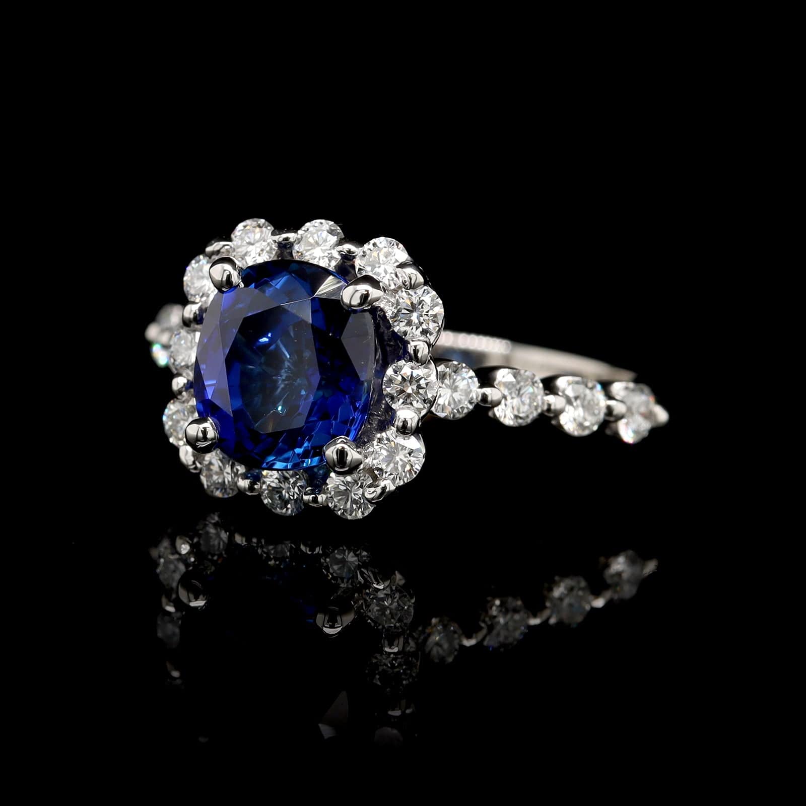 Platinum Estate Sapphire and Diamond Ring