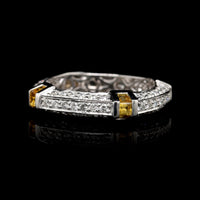 18K White Gold Estate Sapphire and Diamond Band