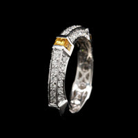 18K White Gold Estate Sapphire and Diamond Band