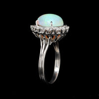 18K White Gold Estate Opal and Diamond Ring