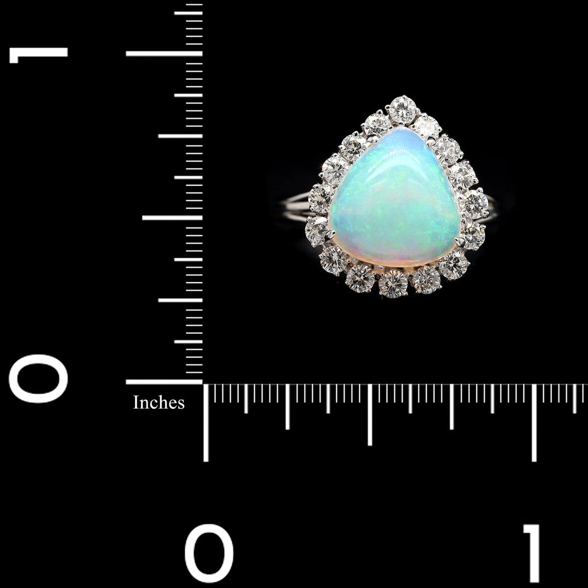 18K White Gold Estate Opal and Diamond Ring