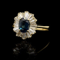 18K Yellow Gold Estate Sapphire and Diamond Ring