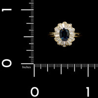 18K Yellow Gold Estate Sapphire and Diamond Ring