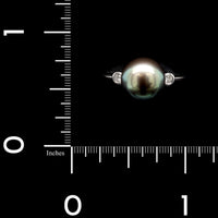 18K White Gold Estate Tahitian Cultured South Sea Pearl and Diamond Ring