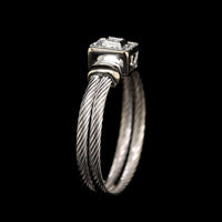 18K White Gold Estate Diamond Double Rope Ring