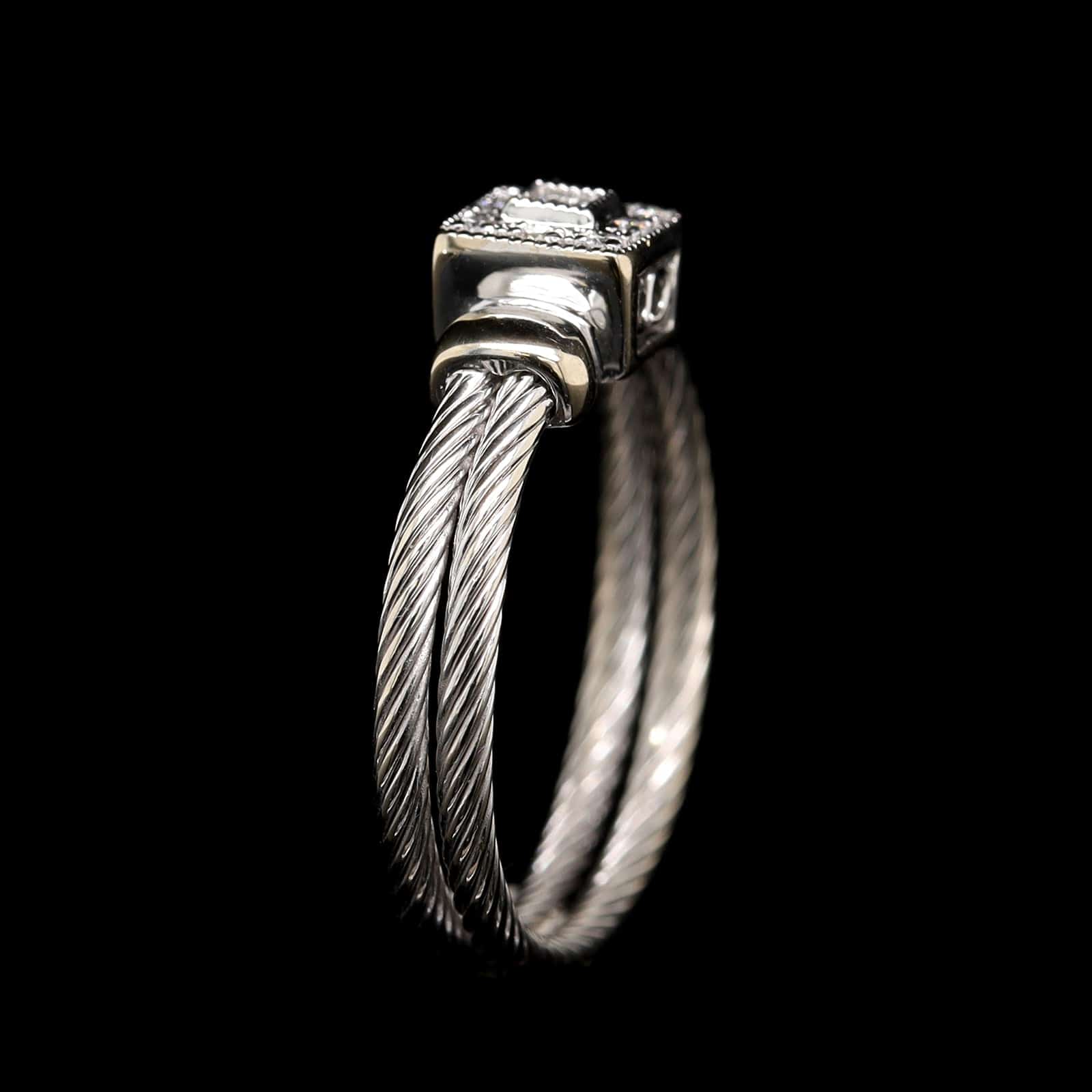 18K White Gold Estate Diamond Double Rope Ring
