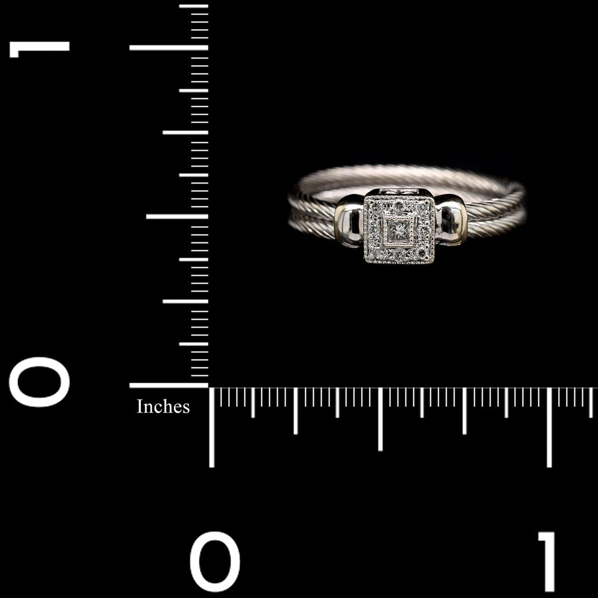 18K White Gold Estate Diamond Double Rope Ring