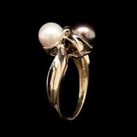 14K Yellow Gold Estate Cultured Black Pearl Ring
