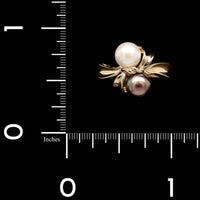 14K Yellow Gold Estate Cultured Black Pearl Ring