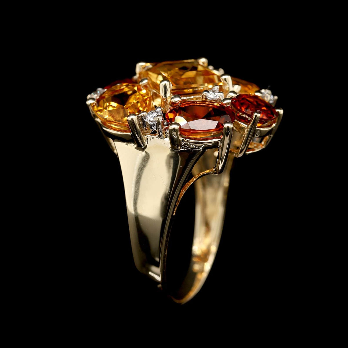 14K Yellow Gold Estate Citrine and Diamond Ring