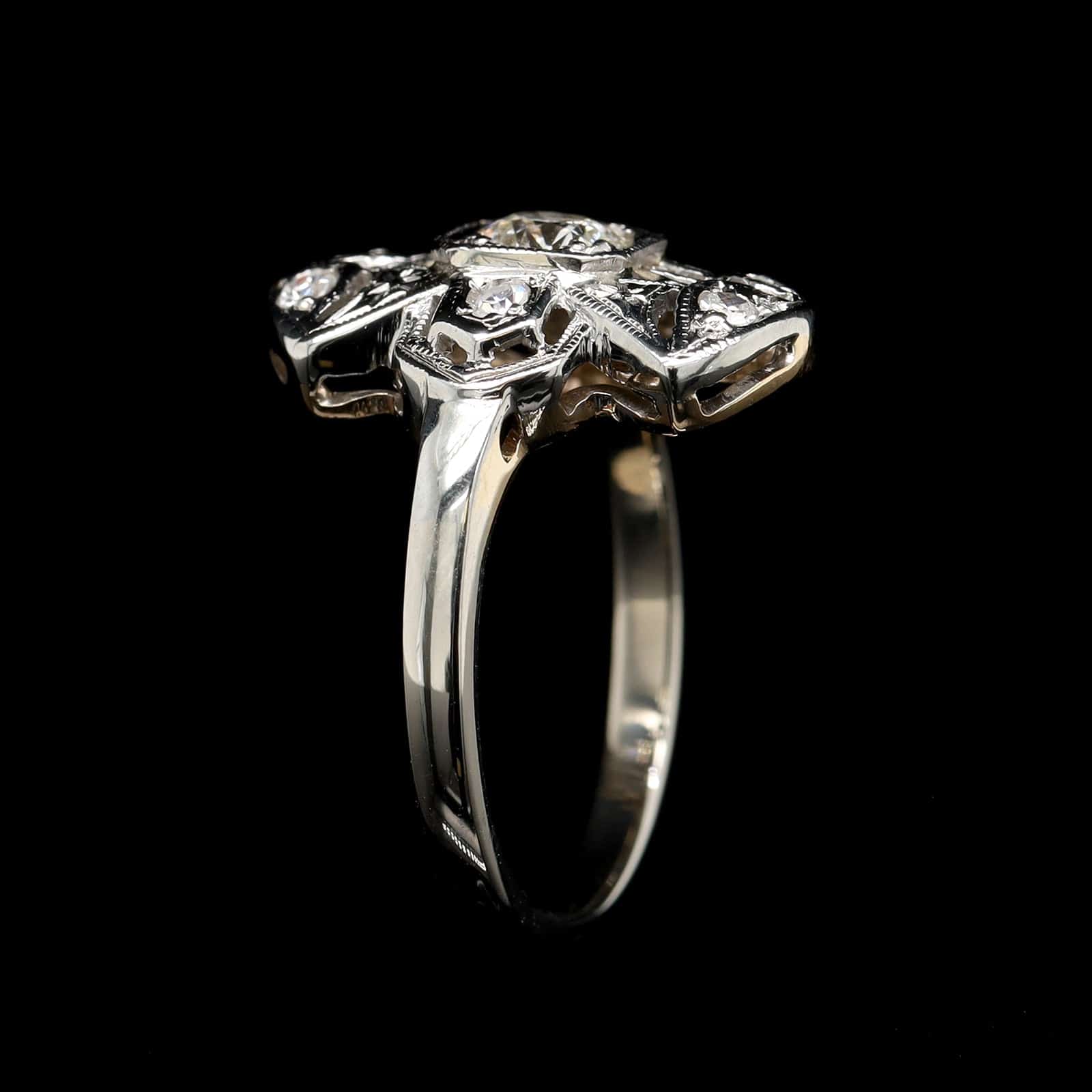 Vintage 14K White Gold Estate Diamond Ring