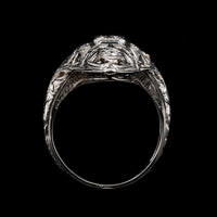 Vintage 18K White Gold Estate Sapphire and Diamond Filigree Ring