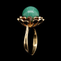 18K Yellow Gold Estate Aventurine Bead Flower Ring