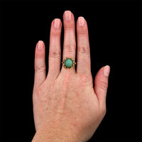18K Yellow Gold Estate Aventurine Bead Flower Ring