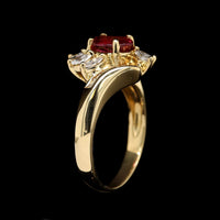 18K Yellow Gold Estate Pink Tourmaline and Diamond Ring