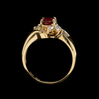 18K Yellow Gold Estate Pink Tourmaline and Diamond Ring