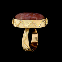 18K Yellow Gold Estate Jasper Ring