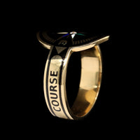 FoundRae 18K Yellow Gold Estate Black Eternal Compass Enamel Cigar Band