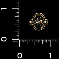 FoundRae 18K Yellow Gold Estate Black Eternal Compass Enamel Cigar Band