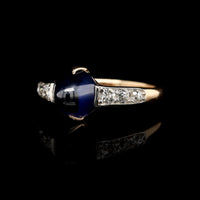 Antique 14K Yellow Gold and Platinum Sapphire and Diamond Ring