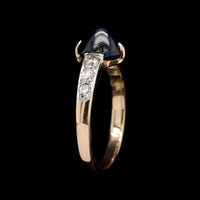 Antique 14K Yellow Gold and Platinum Sapphire and Diamond Ring