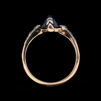 Antique 14K Yellow Gold and Platinum Sapphire and Diamond Ring