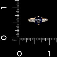 Antique 14K Yellow Gold and Platinum Sapphire and Diamond Ring