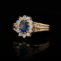 14K Yellow Gold Estate Sapphire and Diamond Ring