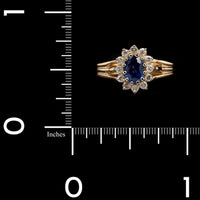 14K Yellow Gold Estate Sapphire and Diamond Ring