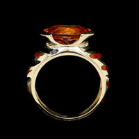 14K Yellow Gold Estate Citrine and Enamel Ring