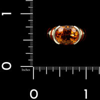 14K Yellow Gold Estate Citrine and Enamel Ring
