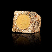 14K Yellow Gold Estate Mexican Two Pesos Gold Coin 1922 Ring