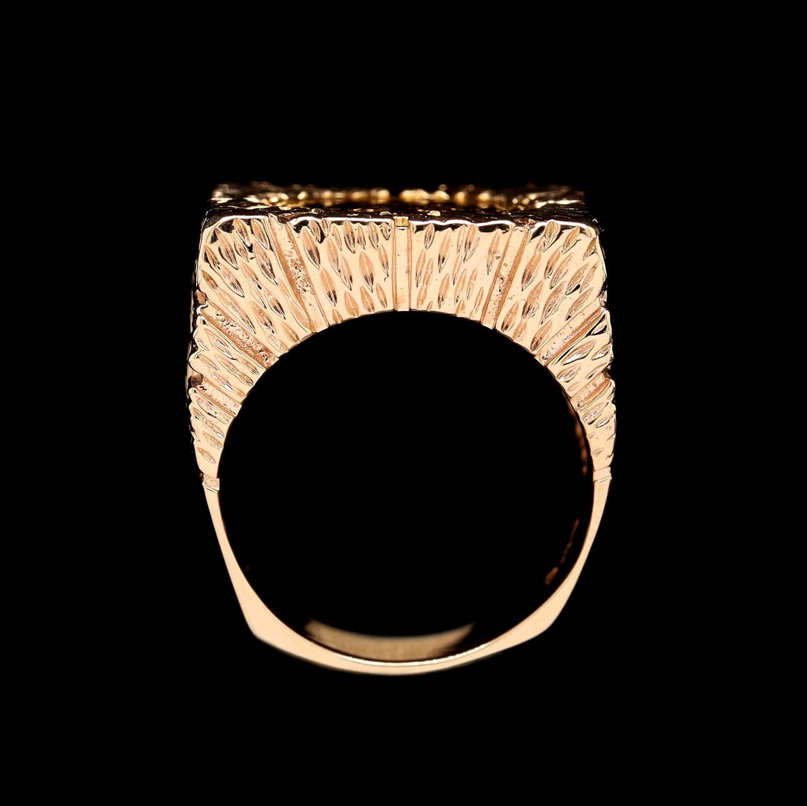 14K Yellow Gold Estate Mexican Two Pesos Gold Coin 1922 Ring