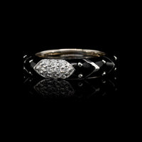Hidalgo 18K White Gold Estate Black Enamel and Diamond Ring