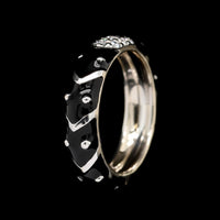 Hidalgo 18K White Gold Estate Black Enamel and Diamond Ring