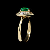 14K Yellow Gold Estate Emerald and Diamond Heart Ring